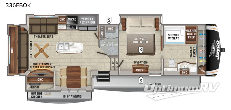2021 Jayco Eagle 336FBOK Floorplan Photo