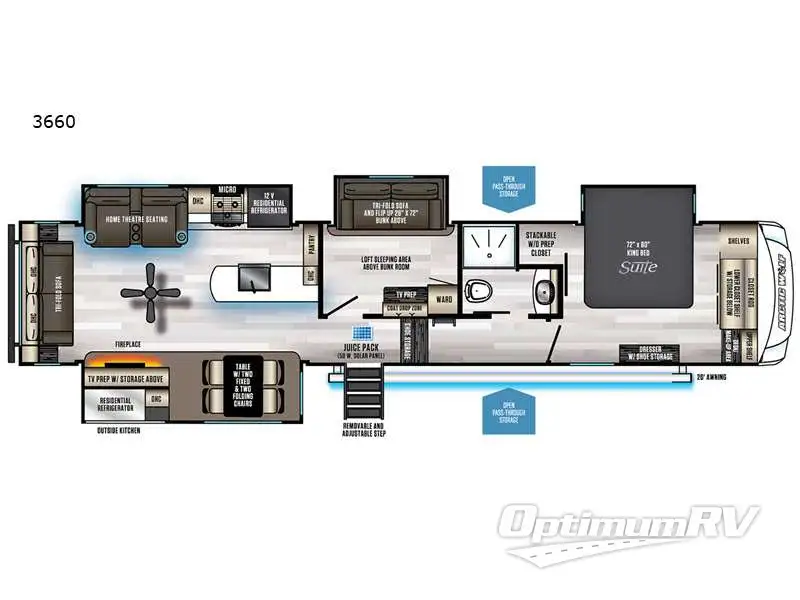 2022 Forest River Cherokee Arctic Wolf Suite 3660 Floorplan Photo