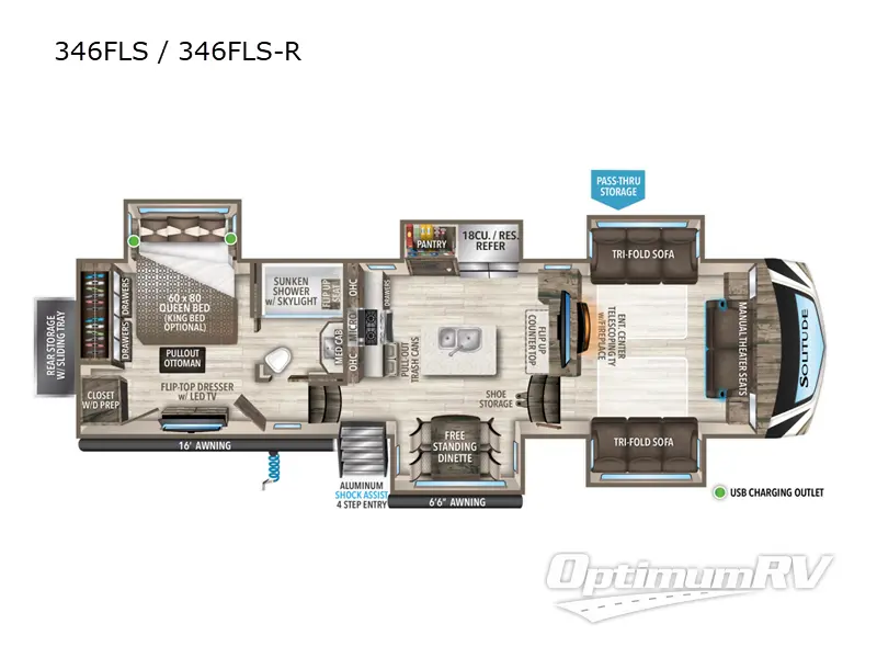 2022 Grand Design Solitude 346FLS Floorplan Photo