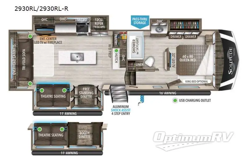 2021 Grand Design Solitude S-Class 2930RL RV Floorplan Photo