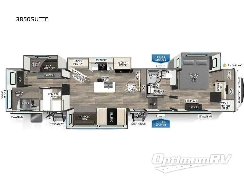 2025 Forest River Cherokee Arctic Wolf Suite 3850SUITE Floorplan Photo