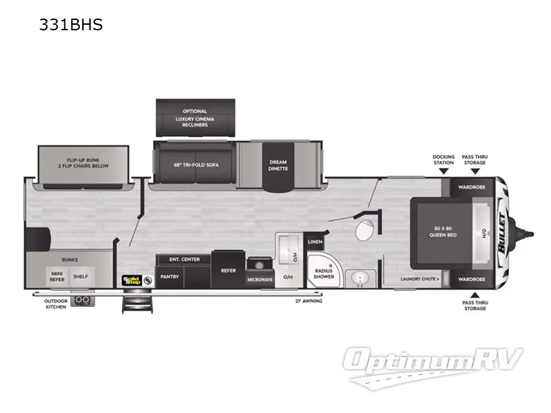 2022 Keystone Bullet 331BHS Floorplan Photo