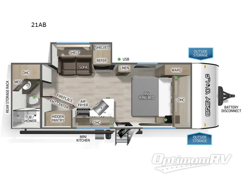 2027 Forest River Cherokee Grey Wolf 21AB RV Floorplan Photo