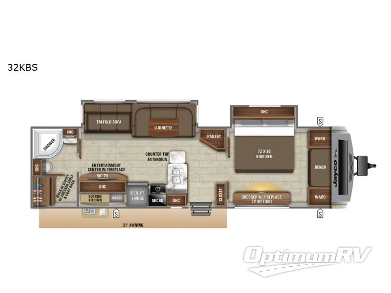 2019 Jayco White Hawk 32KBS RV Floorplan Photo