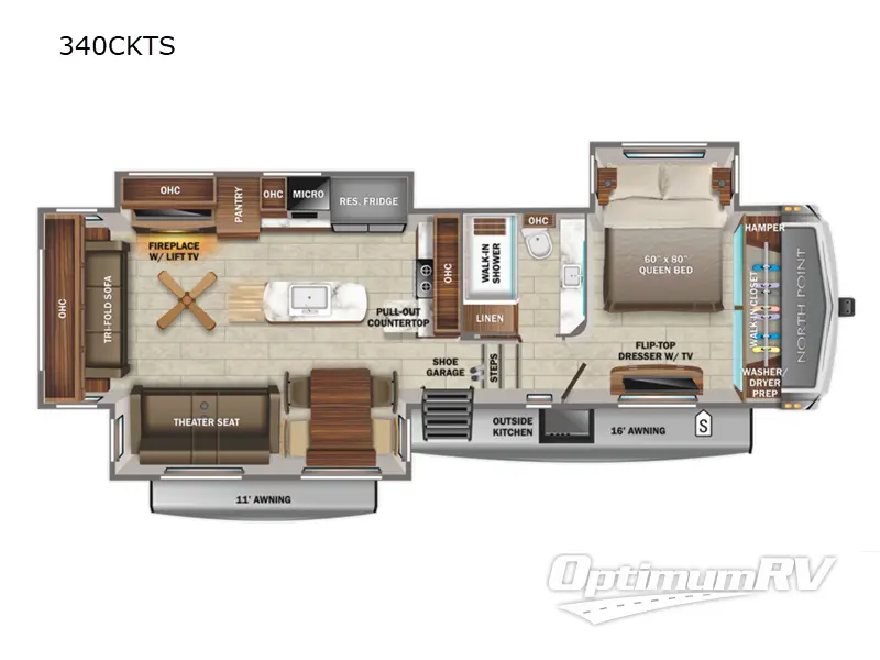 2022 Jayco North Point 340CKTS RV Floorplan Photo
