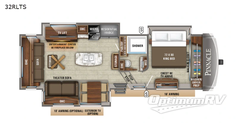 2019 Jayco Pinnacle 32RLTS RV Floorplan Photo