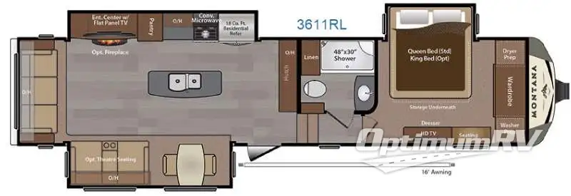 2016 Keystone Montana 3611 RL RV Floorplan Photo