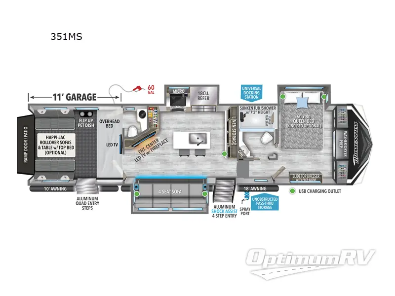 2023 Grand Design Momentum M-Class 351MS RV Floorplan Photo