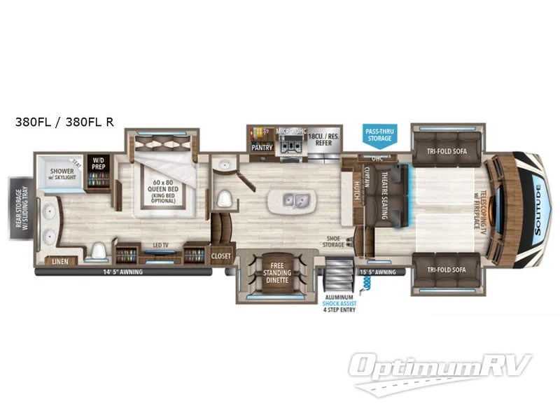 2019 Grand Design Solitude 380FL RV Floorplan Photo