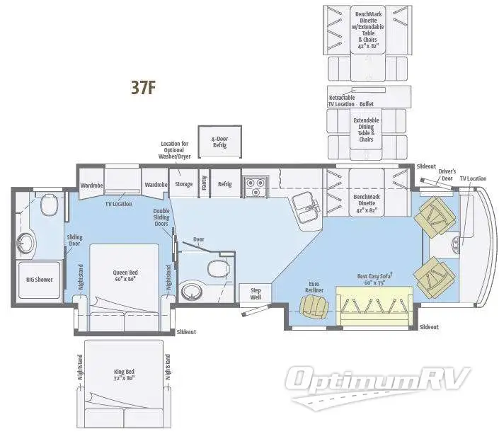 2012 Winnebago Adventurer 37F RV Floorplan Photo