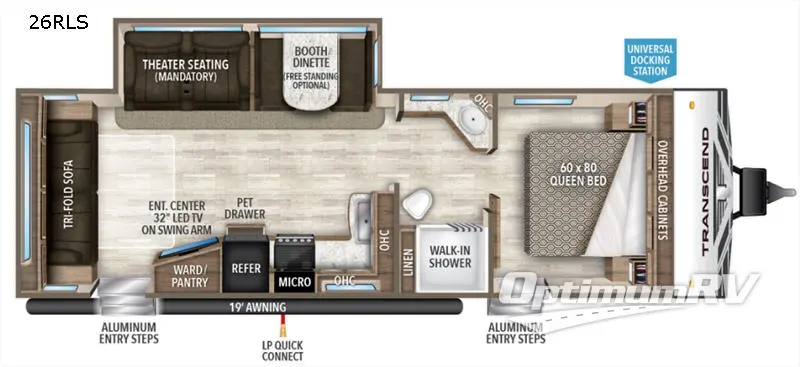 2019 Grand Design Transcend 26RLS RV Floorplan Photo