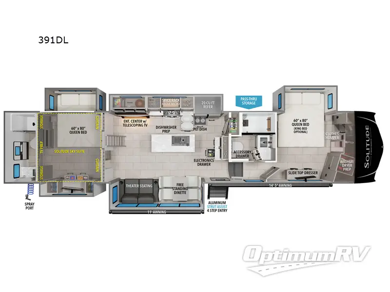 2025 Grand Design Solitude 391DL Floorplan Photo