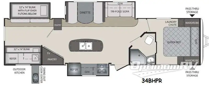 2015 Keystone Premier Ultra Lite 34BHPR Floorplan Photo