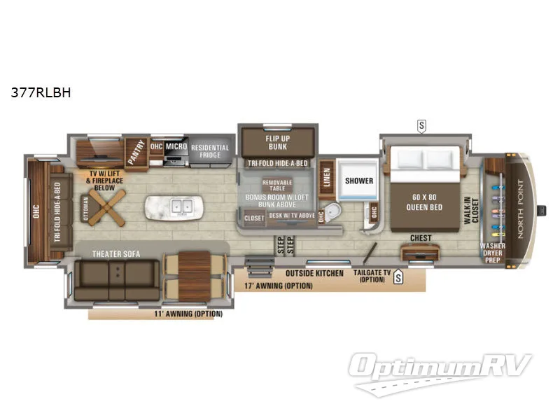 2019 Jayco North Point 377RLBH RV Floorplan Photo