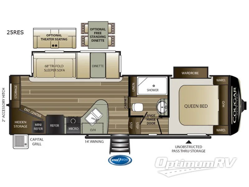 2019 Keystone Cougar Half-Ton Series 25RES Floorplan Photo