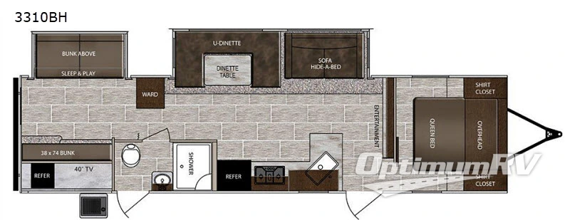 2020 Prime Time LaCrosse 3310BH RV Floorplan Photo