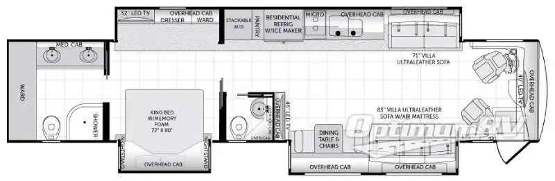 2015 American Coach American Eagle 45B RV Floorplan Photo