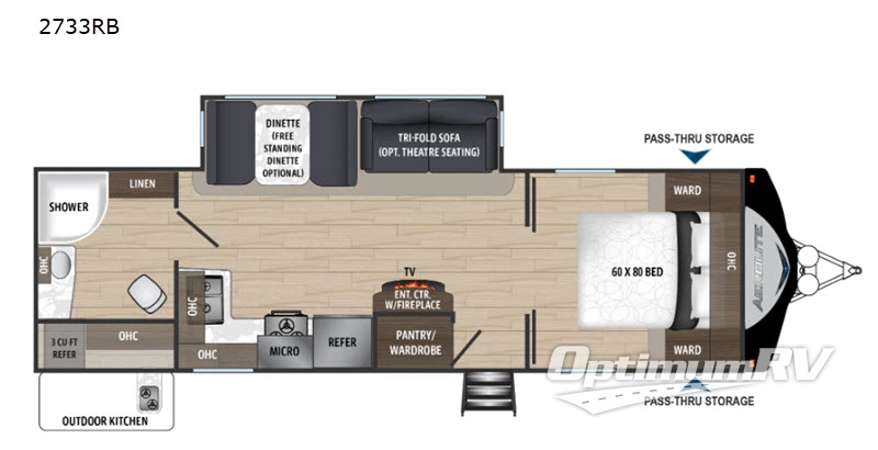 2019 Dutchmen Aerolite 2733RB Floorplan Photo