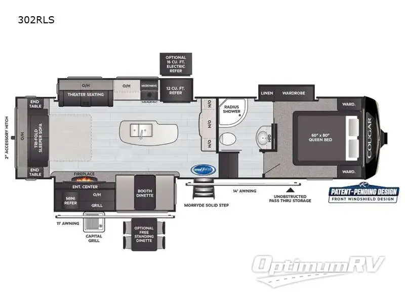 2021 Keystone Cougar 302RLS Floorplan Photo