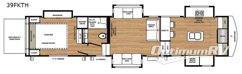 2019 RiverStone RiverStone 39FKTH Floorplan Photo