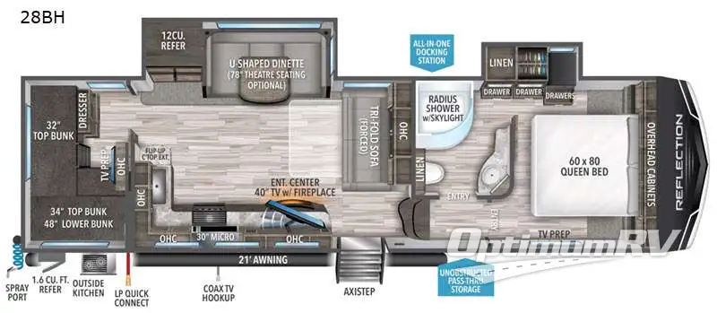 2021 Grand Design Reflection 28BH RV Floorplan Photo