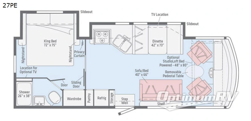 2019 Winnebago Vista 27PE RV Floorplan Photo