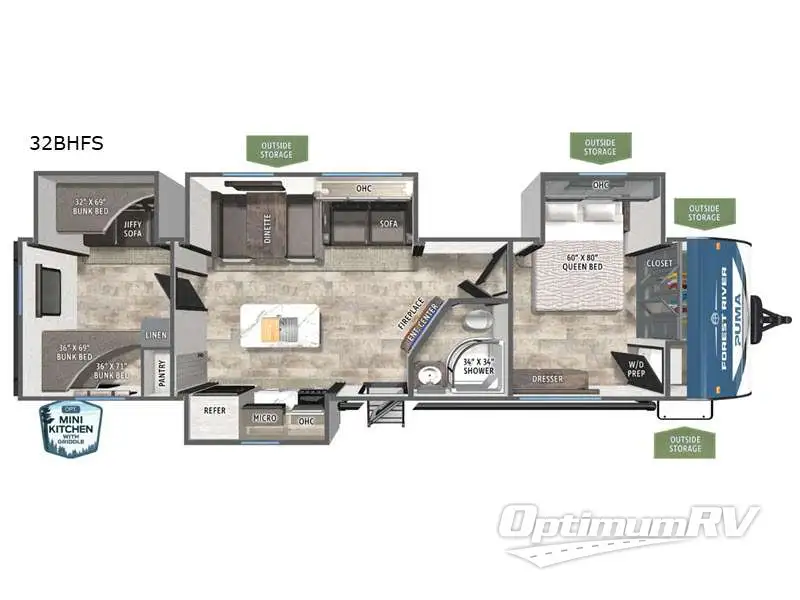 2027 Forest River Puma 32BHFS RV Floorplan Photo