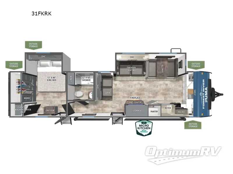 2027 Forest River Puma 31FKRK RV Floorplan Photo
