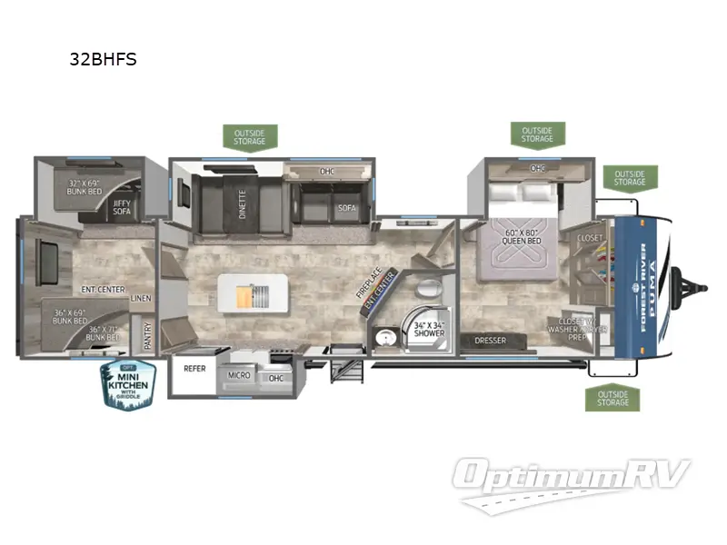 2026 Forest River Puma 32BHFS Floorplan Photo