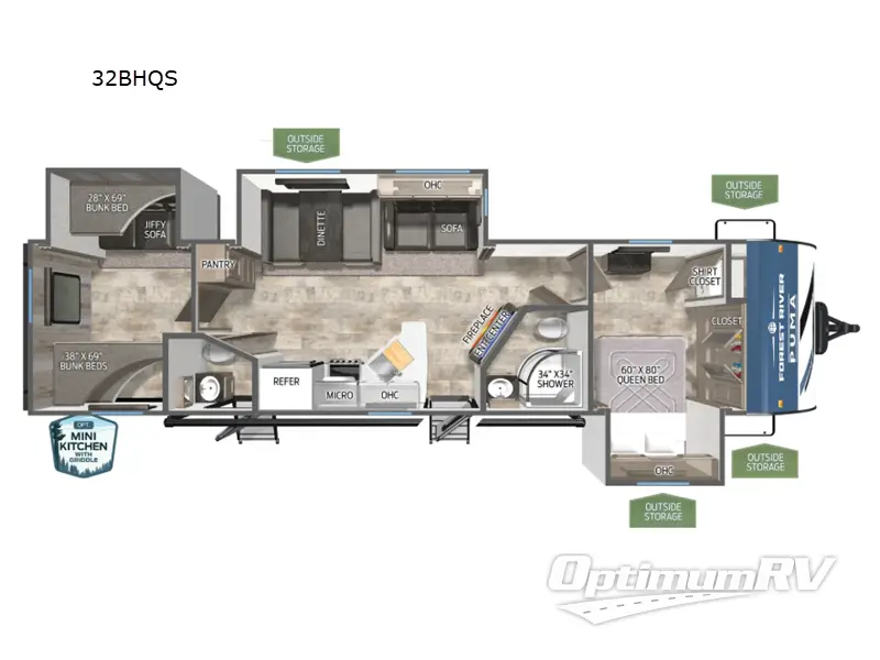 2026 Forest River Puma 32BHQS Floorplan Photo