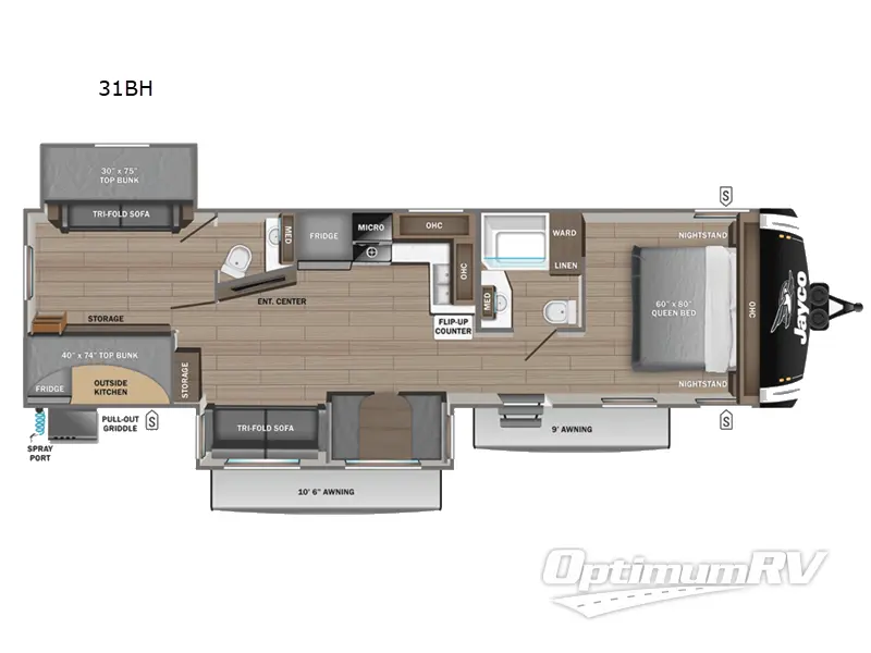 2025 Jayco Jay Feather 31BH Floorplan Photo