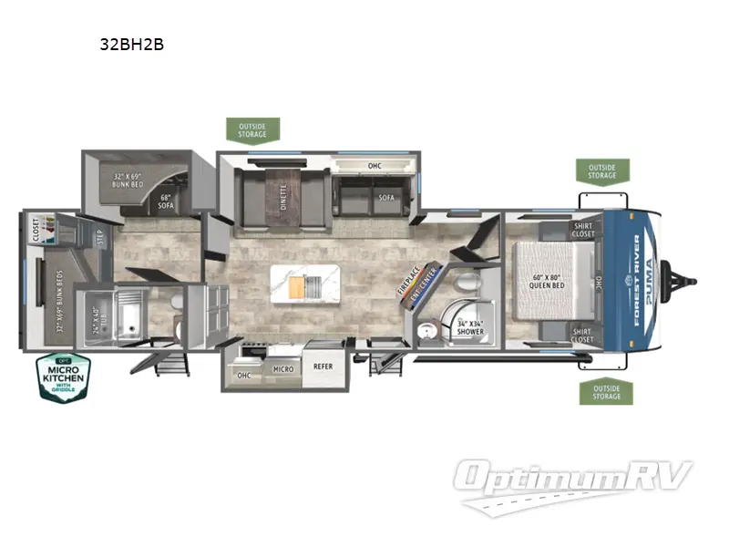 2026 Forest River Puma 32BH2B RV Floorplan Photo