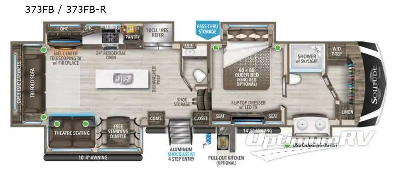 2021 Grand Design Solitude 373FB Floorplan Photo