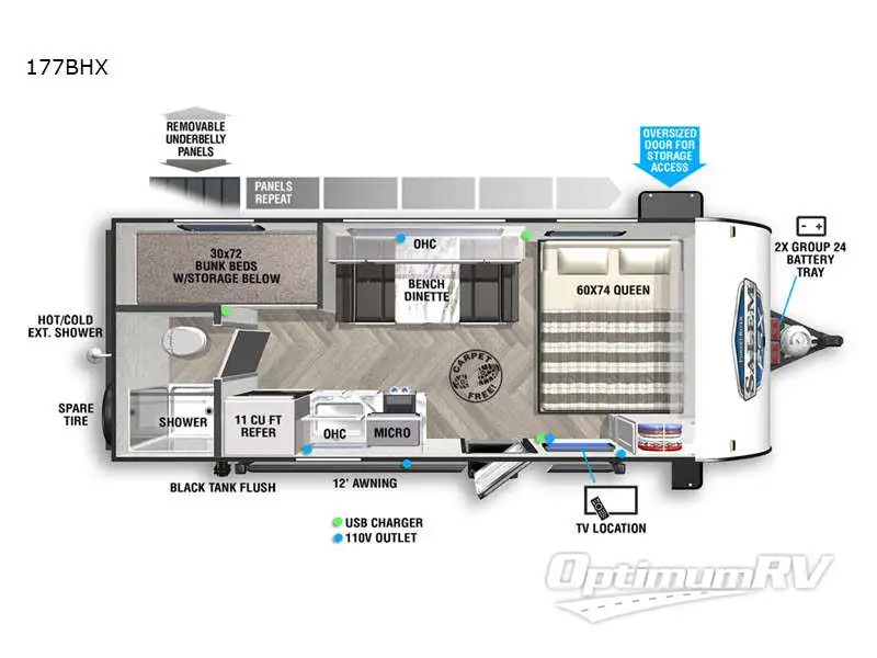 2021 Forest River Salem 177BHX RV Floorplan Photo