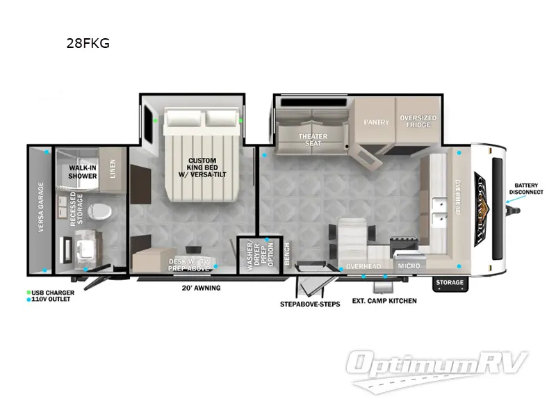 2024 Forest River Wildwood 28FKG Floorplan Photo