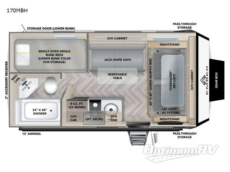 2022 Ember Overland Series 170MBH RV Floorplan Photo