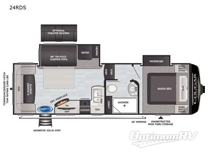 2021 Keystone Cougar Half-Ton 24RDS RV Floorplan Photo