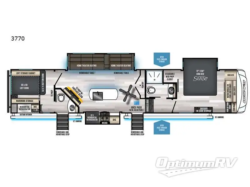 2022 Forest River Cherokee Arctic Wolf Suite 3770 RV Floorplan Photo