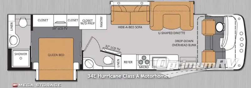 2014 Thor Hurricane 34E Floorplan Photo