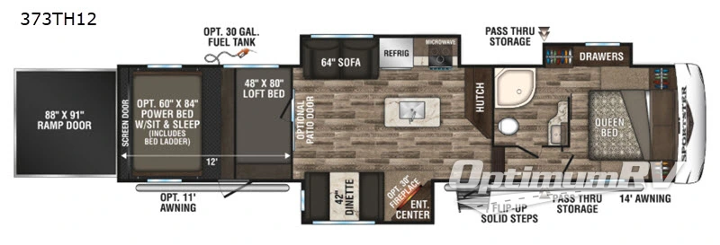 2019 KZ Sportster 373TH12 Floorplan Photo