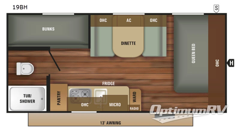 2018 Starcraft Autumn Ridge Outfitter 19BH Floorplan Photo