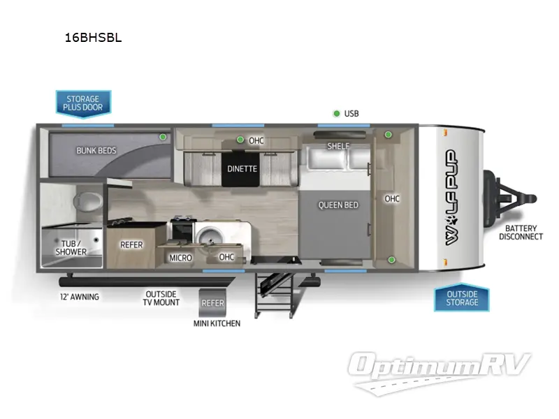 2026 Forest River Cherokee Wolf Pup Black Label 16BHSBL Floorplan Photo