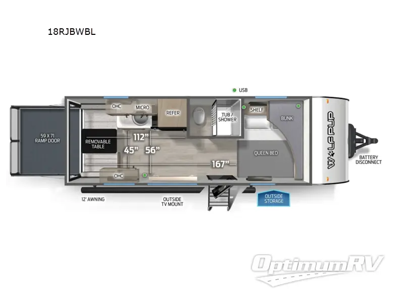 2026 Forest River Cherokee Wolf Pup Black Label 18RJBWBL RV Floorplan Photo
