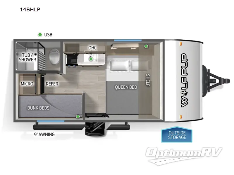 2026 Forest River Cherokee Wolf Pup 14BHLP RV Floorplan Photo