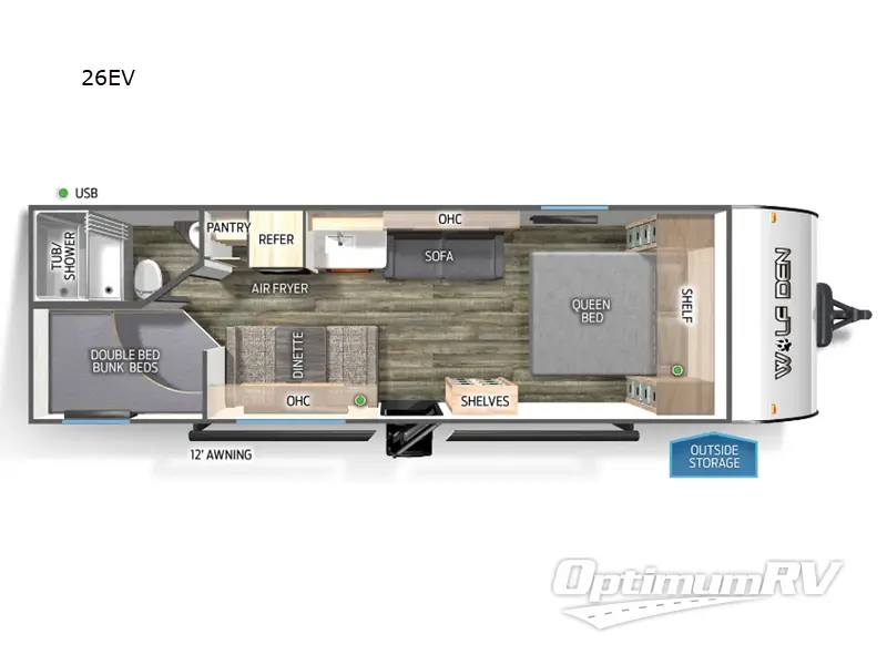 2025 Forest River Cherokee Wolf Den 26EV Floorplan Photo