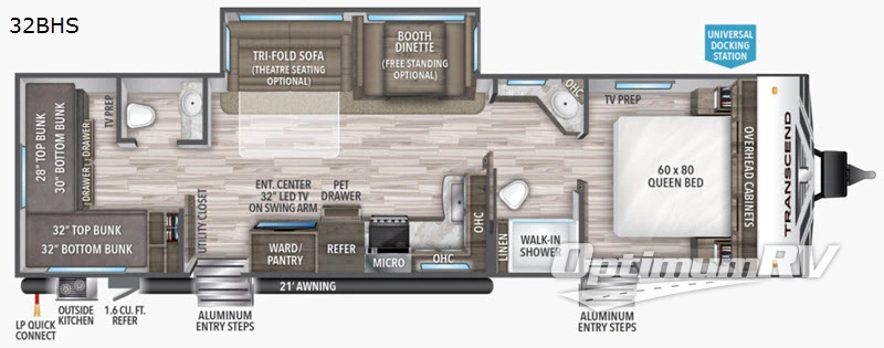 2021 Grand Design Transcend 32BHS RV Floorplan Photo