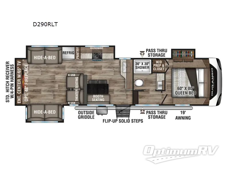 2021 KZ Durango Half-Ton D290RLT RV Floorplan Photo