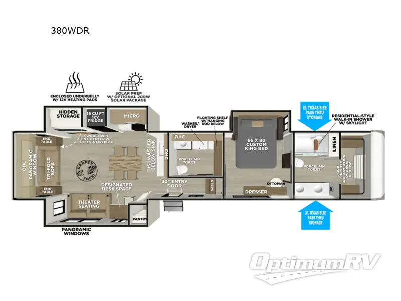 2026 Forest River Wildwood Heritage Glen 380WDR RV Floorplan Photo