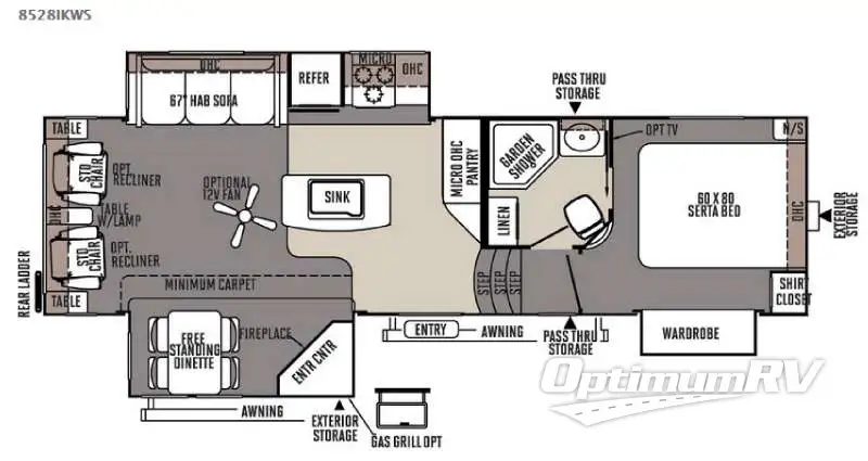 2015 Forest River Flagstaff Classic Super Lite 8528IKWS RV Floorplan Photo