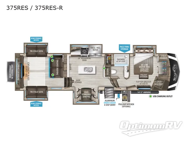 2022 Grand Design Solitude 375RES RV Floorplan Photo